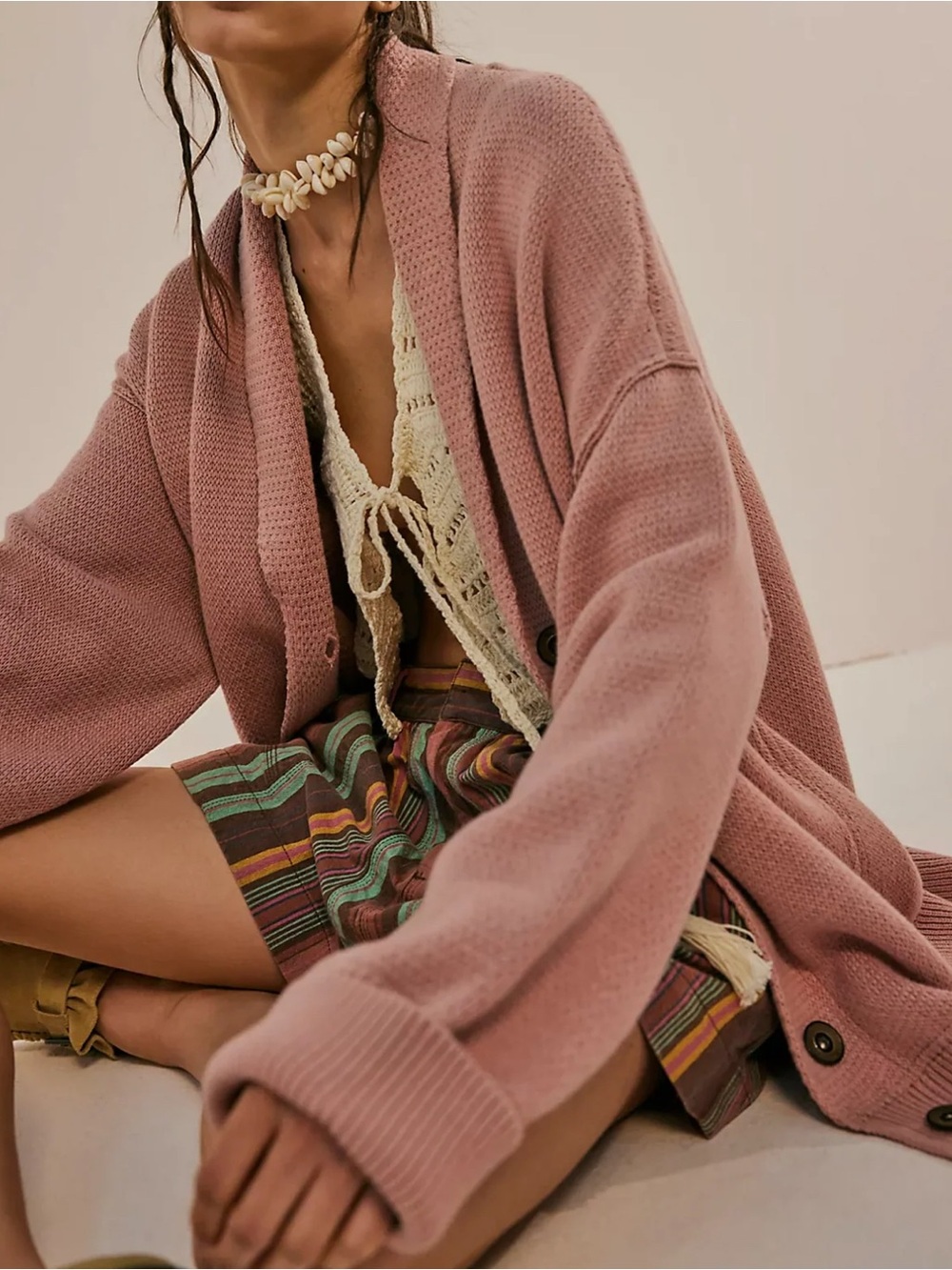 Free People Chamomile Cardi NWOT RT $168 Size Small Rose